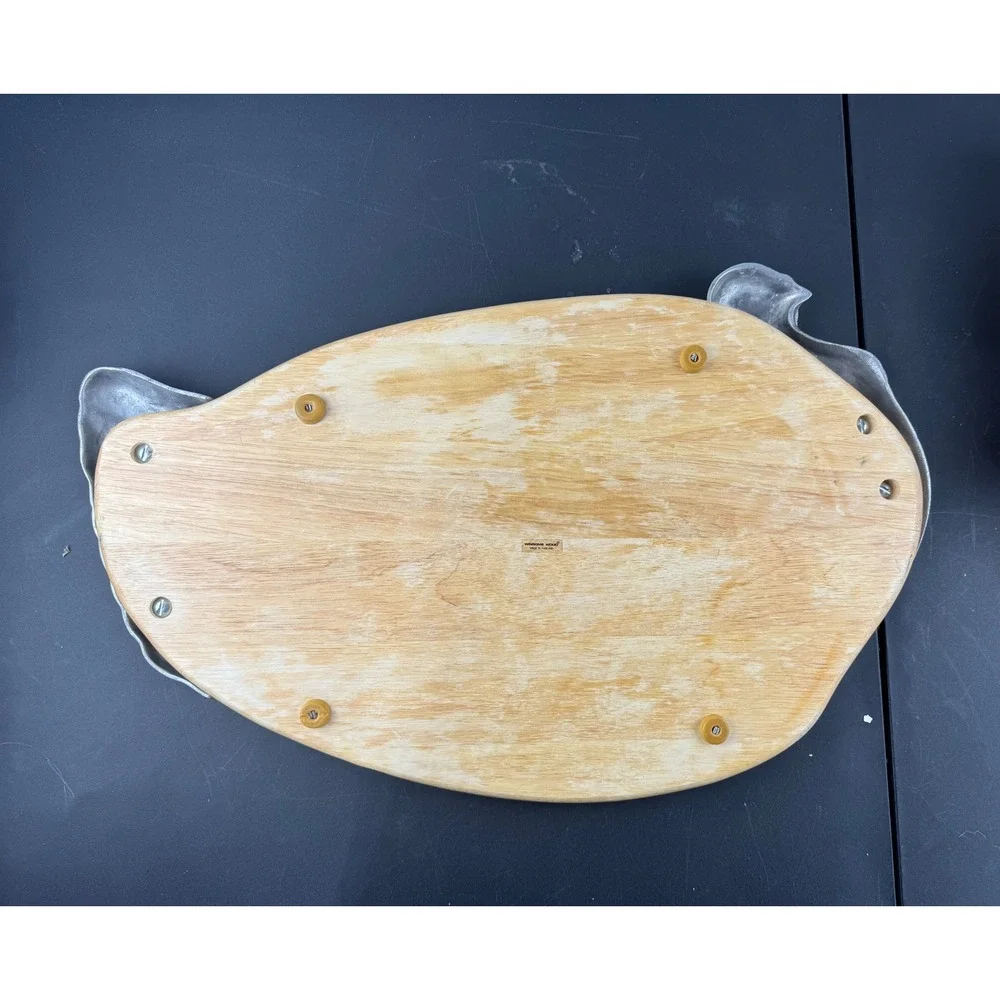 Winsome‎ Wood Vintage Turkey Cutting Board Serving Platter Metal Head Tail 22in